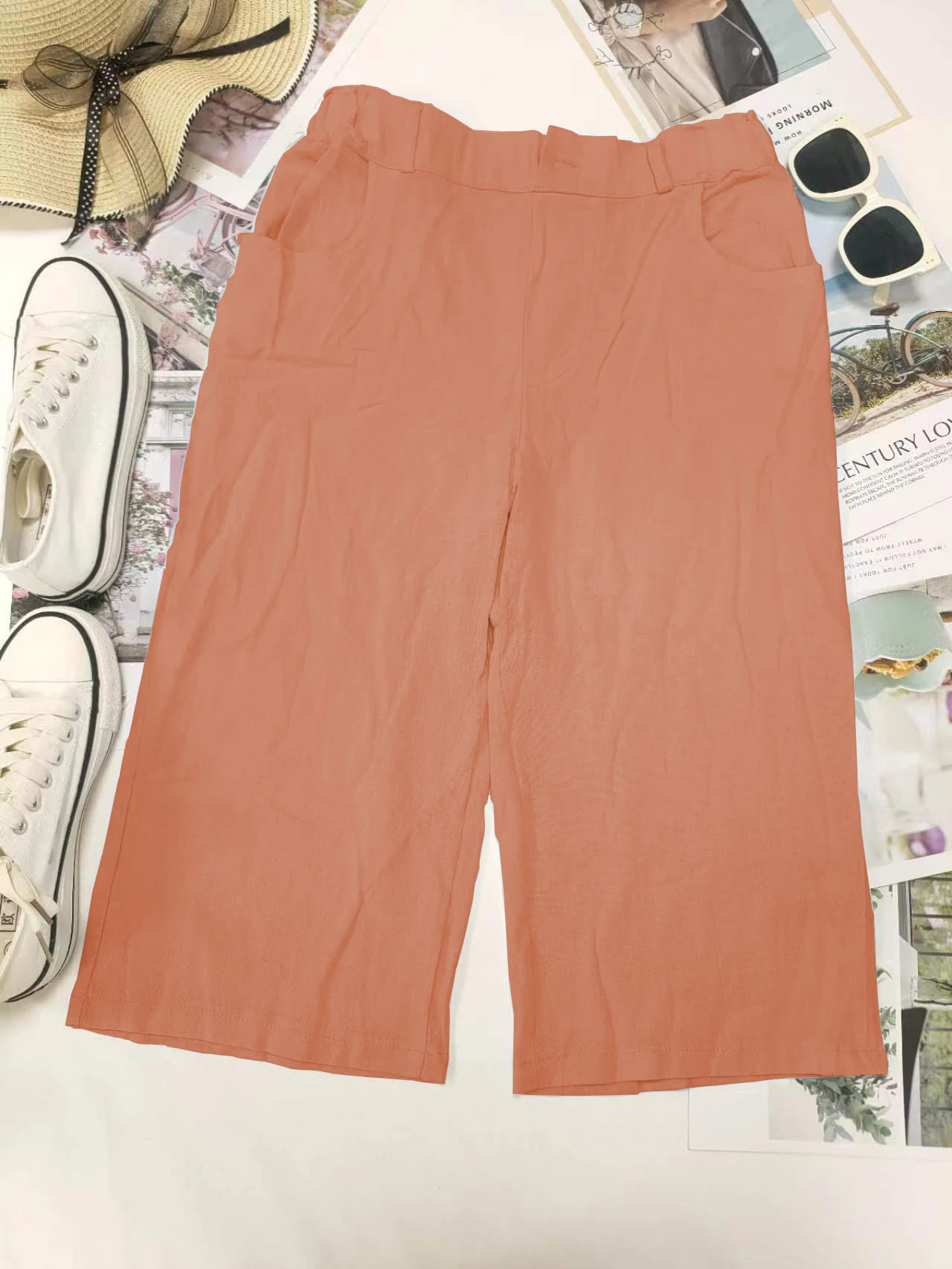 Retro Elastic Waist Pencil Pants Women's Casual Pants 2024 Summer New High-Waisted Slim Breathable Pants Seven Pants