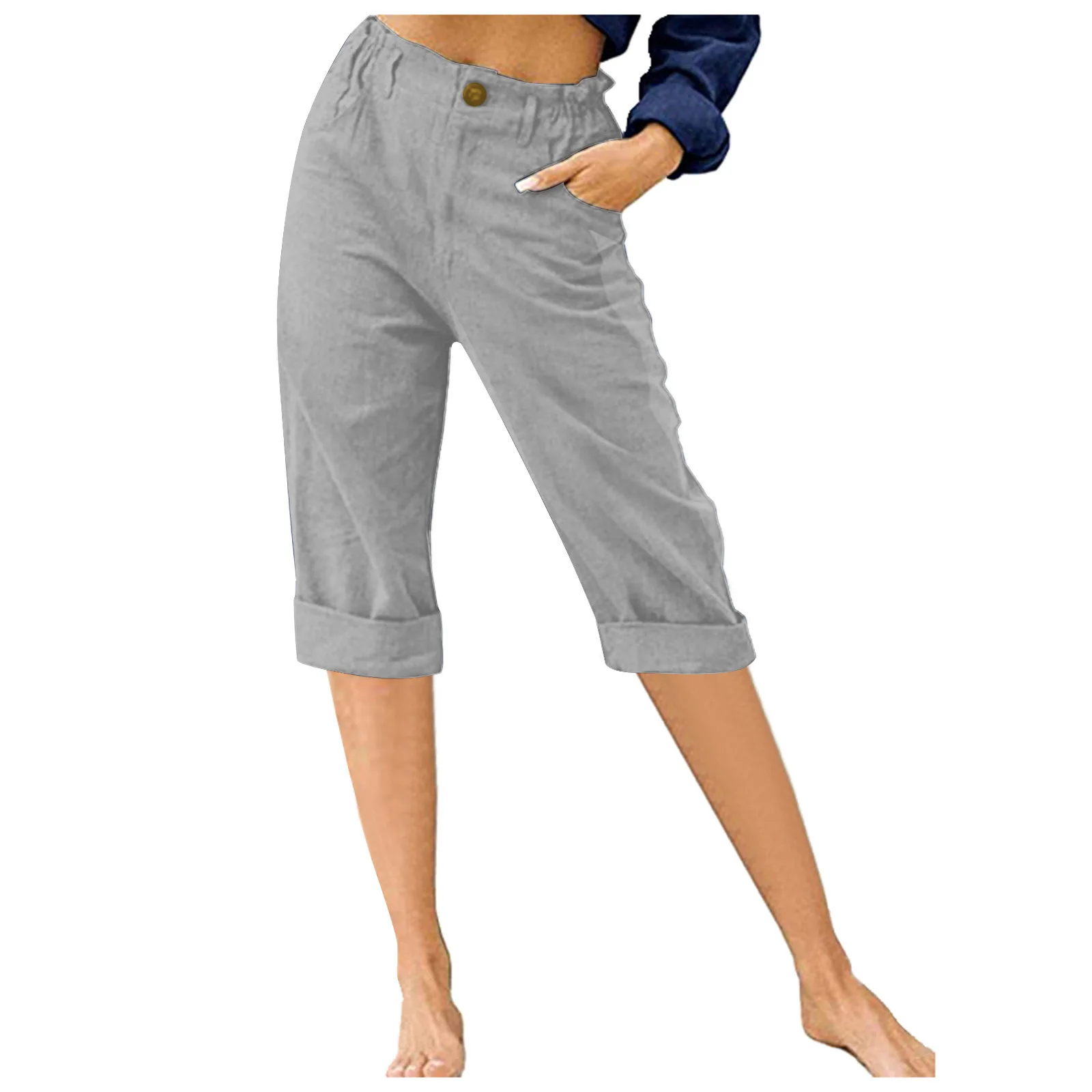 Retro Elastic Waist Pencil Pants Women's Casual Pants 2024 Summer New High-Waisted Slim Breathable Pants Seven Pants
