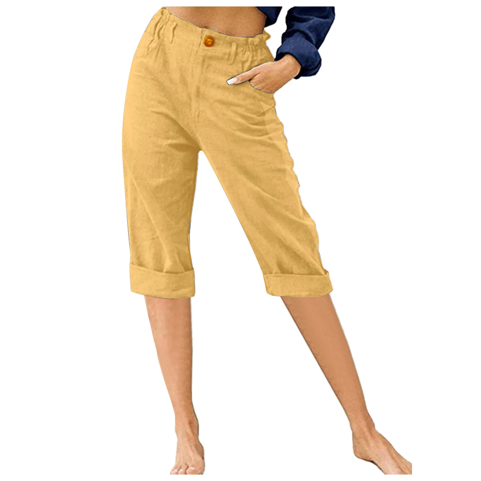 Retro Elastic Waist Pencil Pants Women's Casual Pants 2024 Summer New High-Waisted Slim Breathable Pants Seven Pants