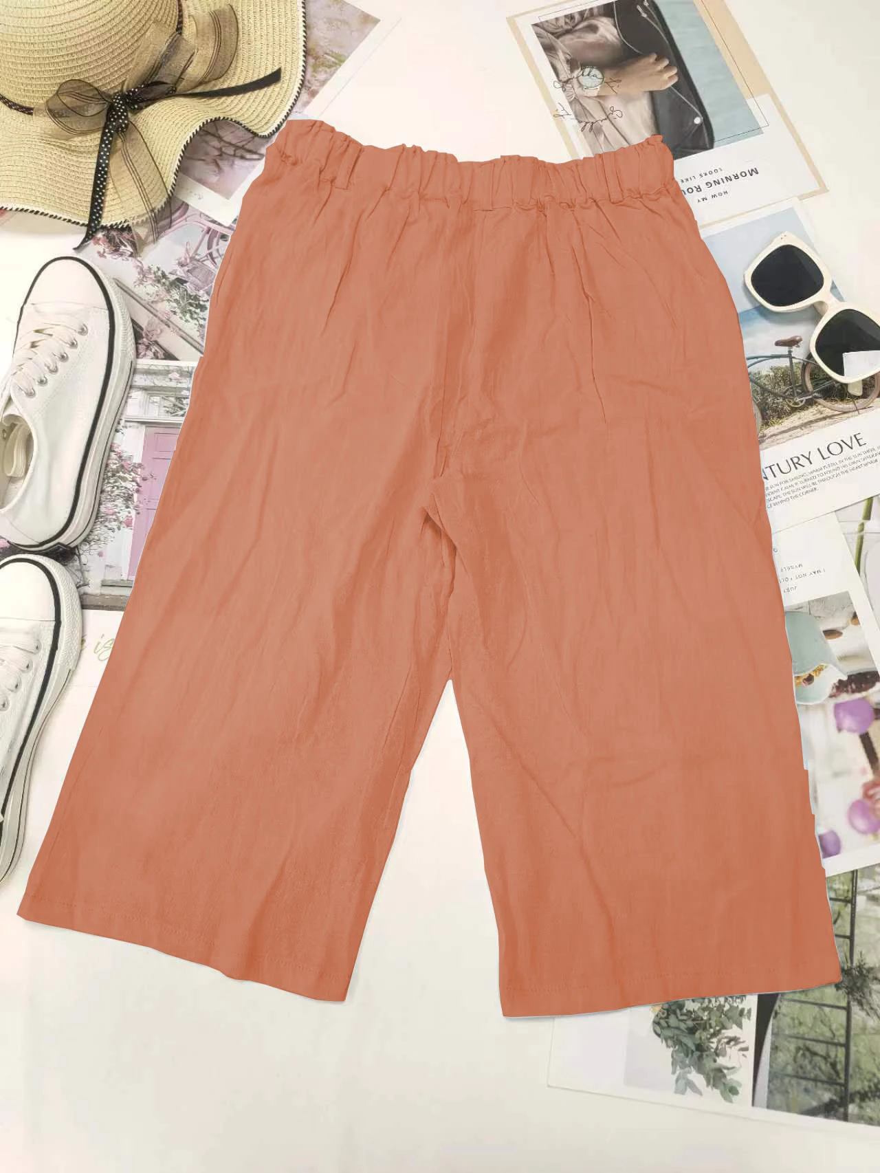 Retro Elastic Waist Pencil Pants Women's Casual Pants 2024 Summer New High-Waisted Slim Breathable Pants Seven Pants