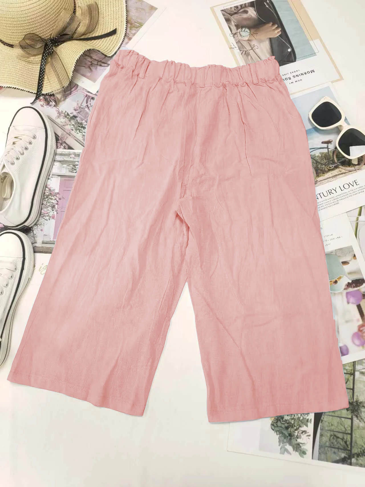 Retro Elastic Waist Pencil Pants Women's Casual Pants 2024 Summer New High-Waisted Slim Breathable Pants Seven Pants