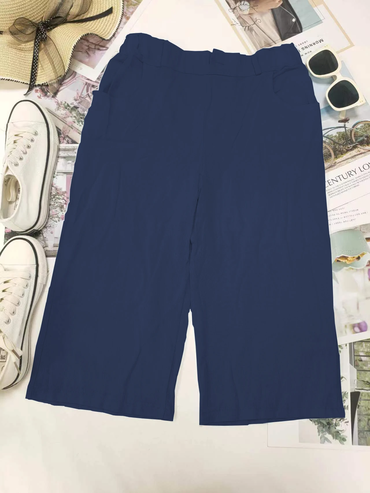 Retro Elastic Waist Pencil Pants Women's Casual Pants 2024 Summer New High-Waisted Slim Breathable Pants Seven Pants