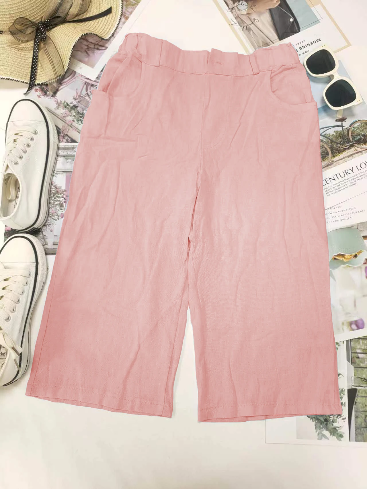 Retro Elastic Waist Pencil Pants Women's Casual Pants 2024 Summer New High-Waisted Slim Breathable Pants Seven Pants