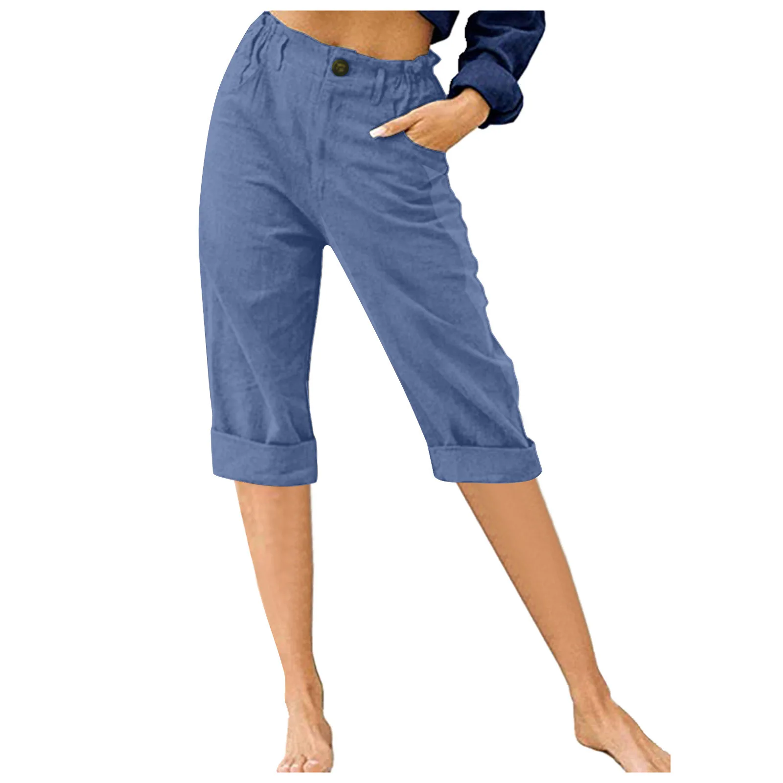 Retro Elastic Waist Pencil Pants Women's Casual Pants 2024 Summer New High-Waisted Slim Breathable Pants Seven Pants