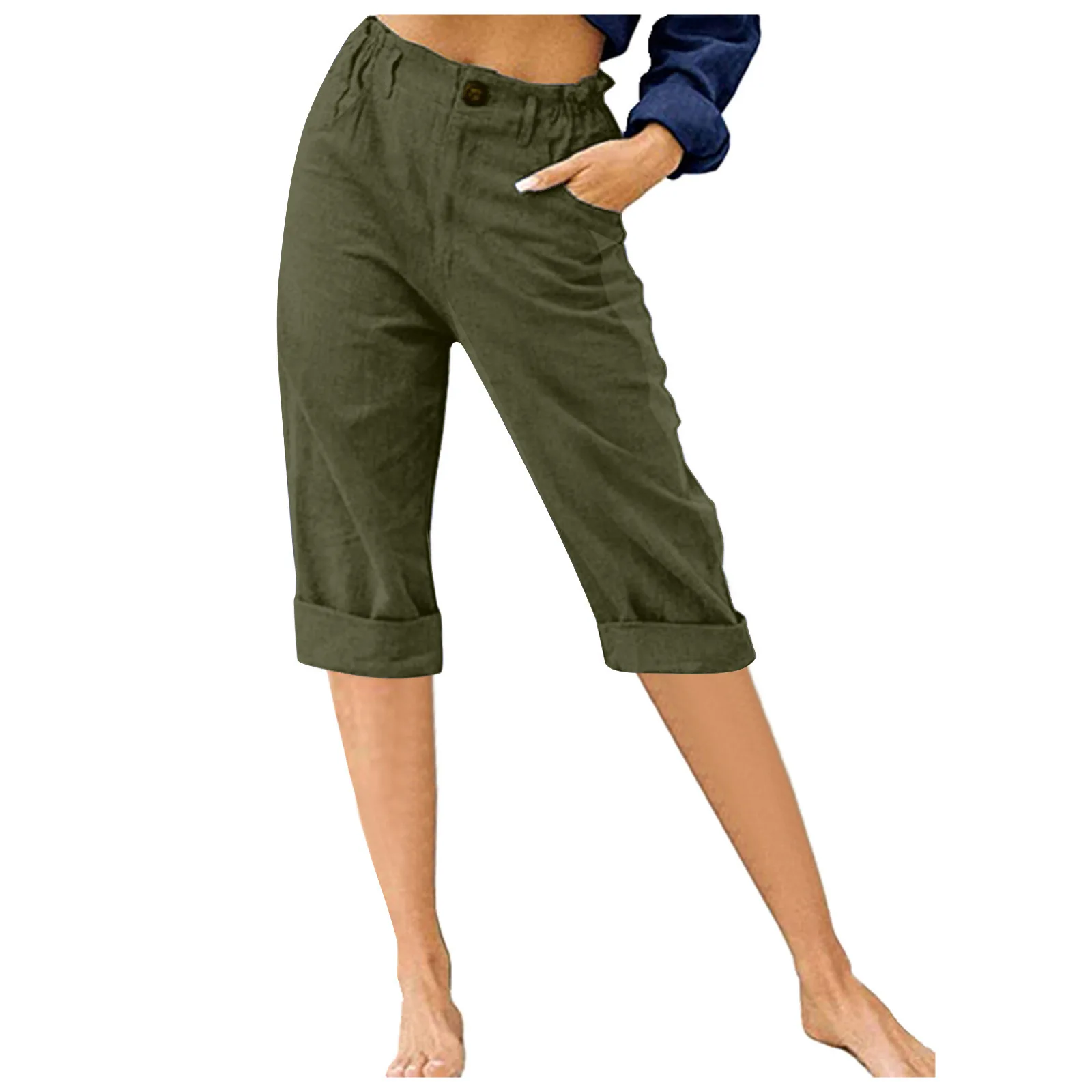 Retro Elastic Waist Pencil Pants Women's Casual Pants 2024 Summer New High-Waisted Slim Breathable Pants Seven Pants