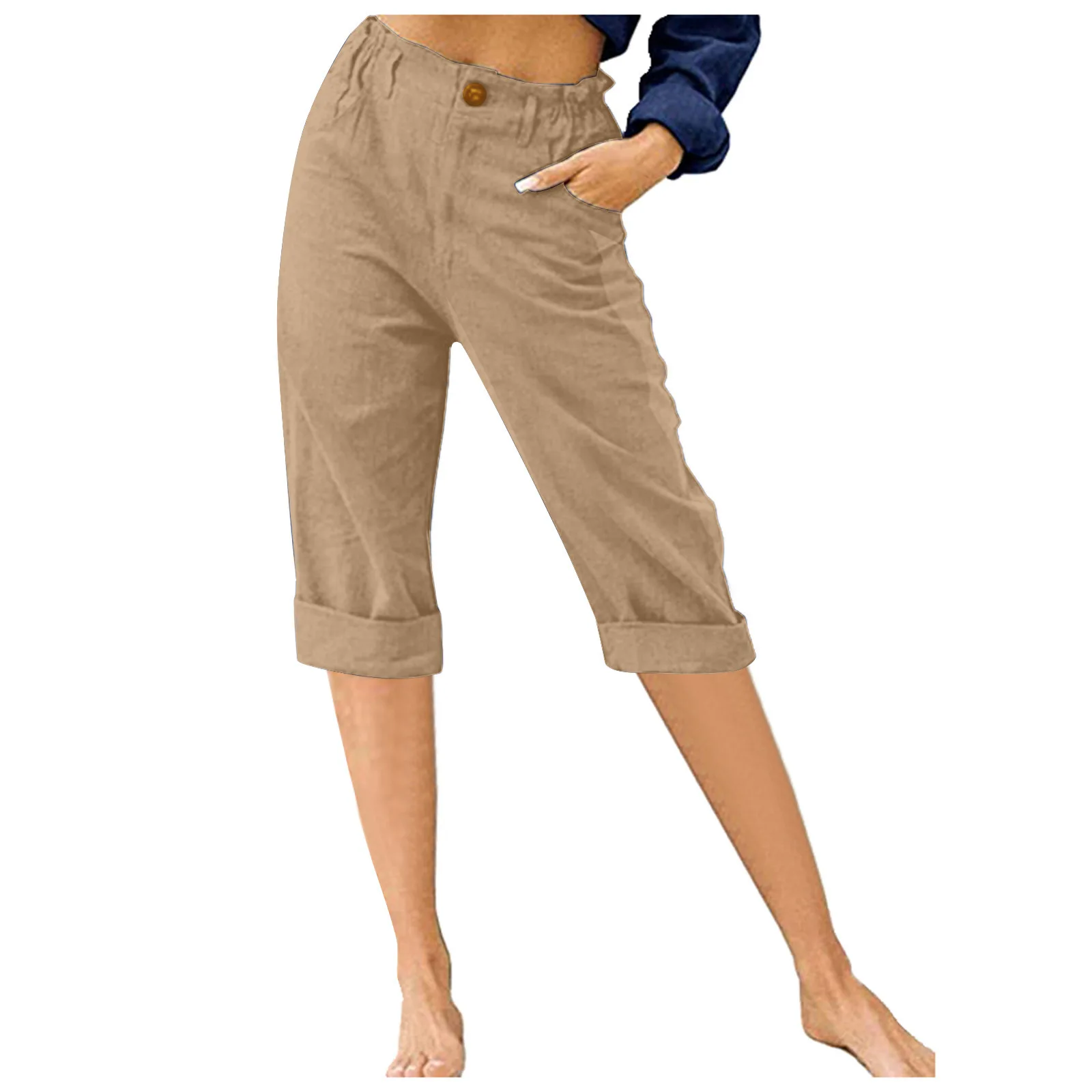 Retro Elastic Waist Pencil Pants Women's Casual Pants 2024 Summer New High-Waisted Slim Breathable Pants Seven Pants