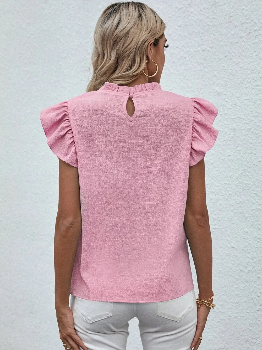 Elegant Ruffles Sleeveless O Neck Loose Blouse Women Summer Casual Solid Shirt Office Lady Chic Simple Luxury Tops Streetwear