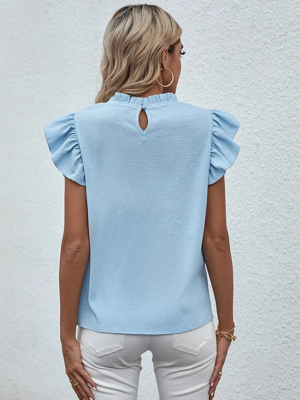 Elegant Ruffles Sleeveless O Neck Loose Blouse Women Summer Casual Solid Shirt Office Lady Chic Simple Luxury Tops Streetwear