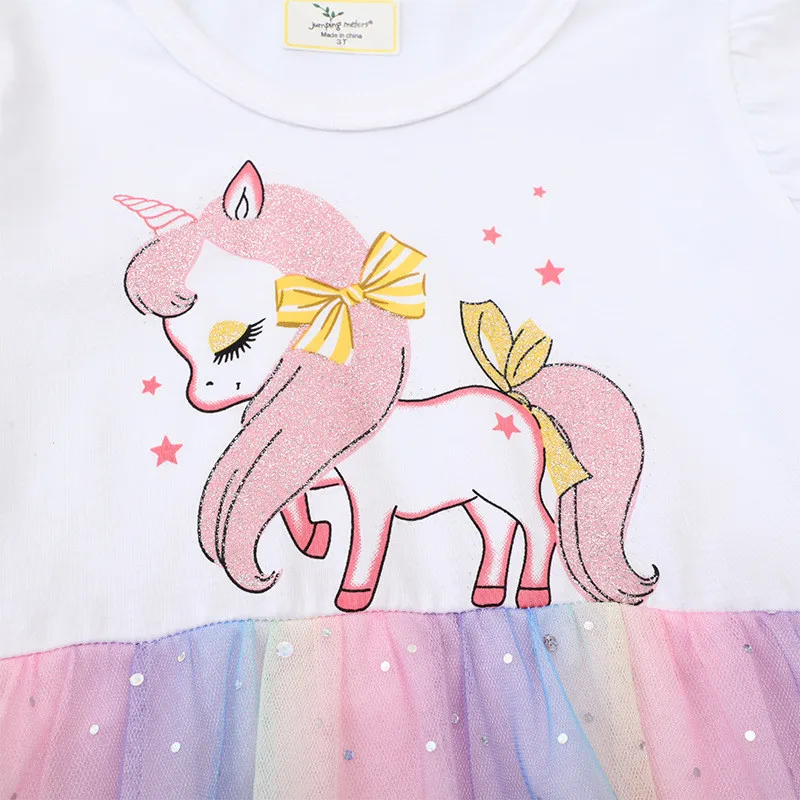 Jumping Meters Long Sleeve Princess Rainbow Children's Costume Autumn Spring Hot Selling Baby Birthday Tutu Dresses Kids Frocks