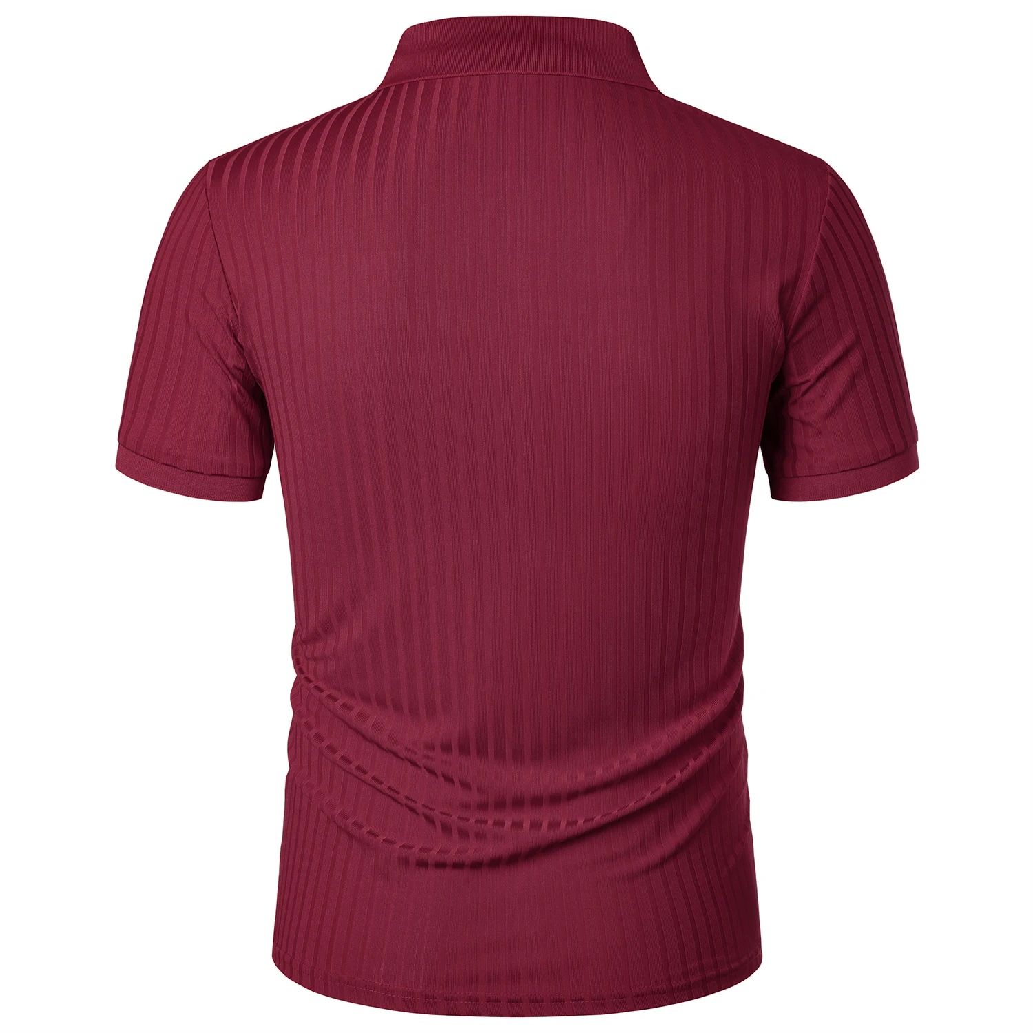Men's running sports fitness wear summer high stretch vertical short-sleeved POLO shirt slim knit base shirt