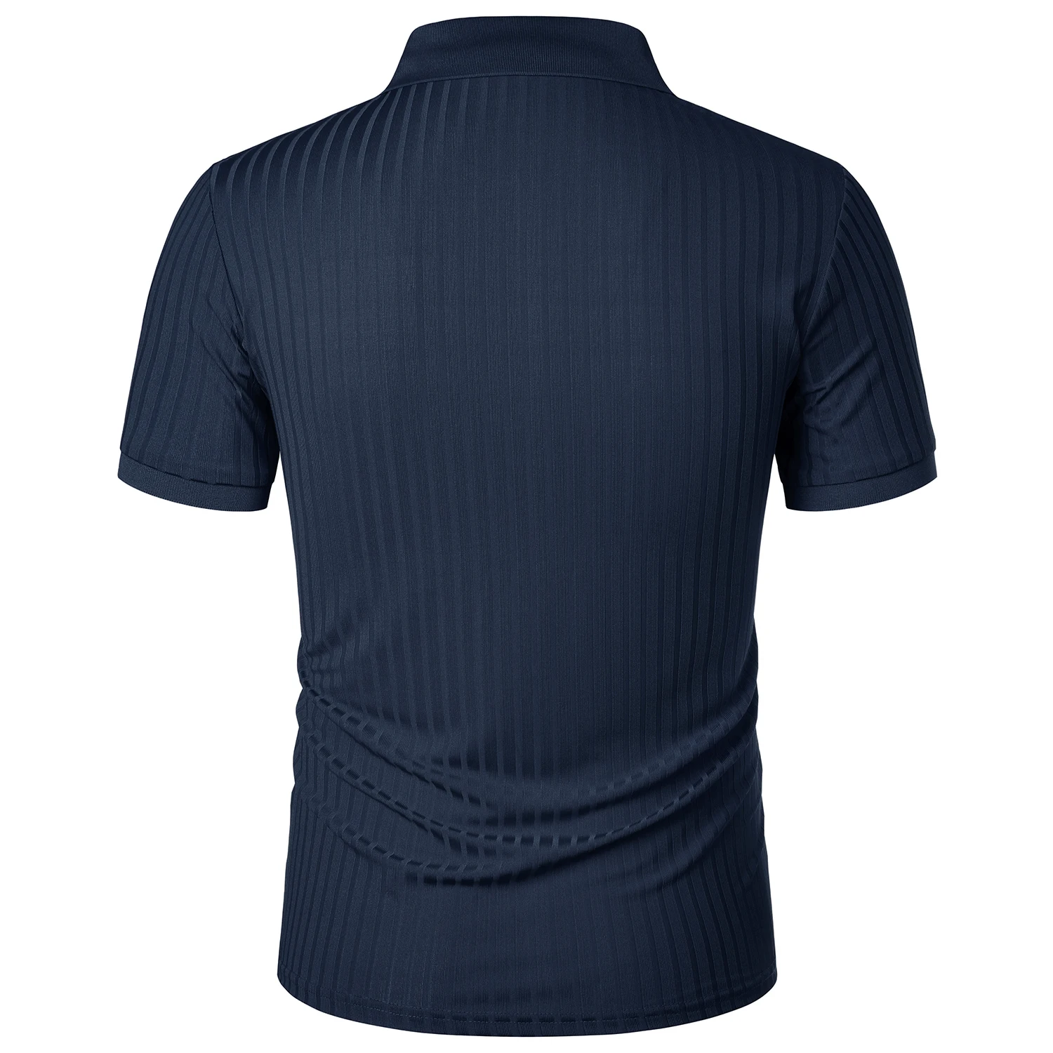 Men's running sports fitness wear summer high stretch vertical short-sleeved POLO shirt slim knit base shirt