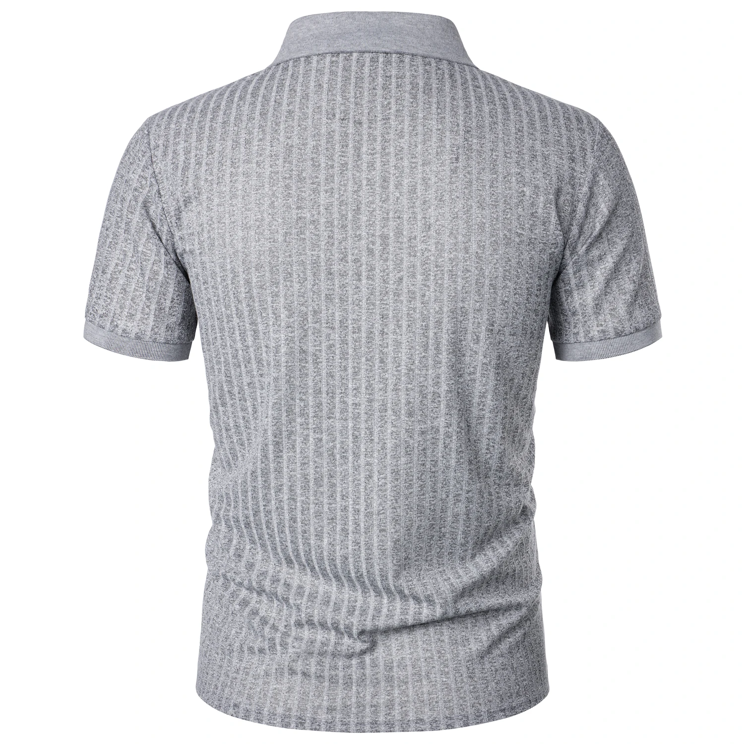 Men's running sports fitness wear summer high stretch vertical short-sleeved POLO shirt slim knit base shirt