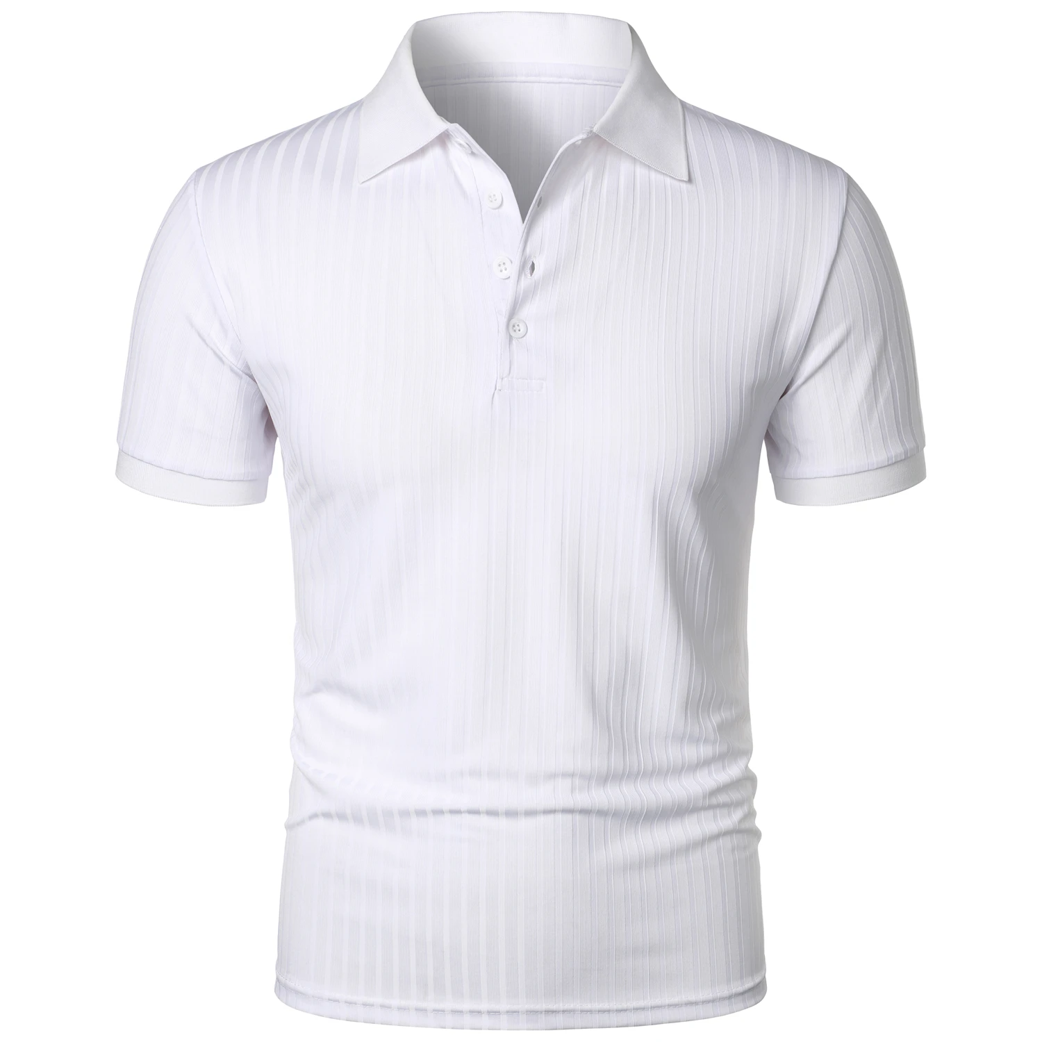 Men's running sports fitness wear summer high stretch vertical short-sleeved POLO shirt slim knit base shirt