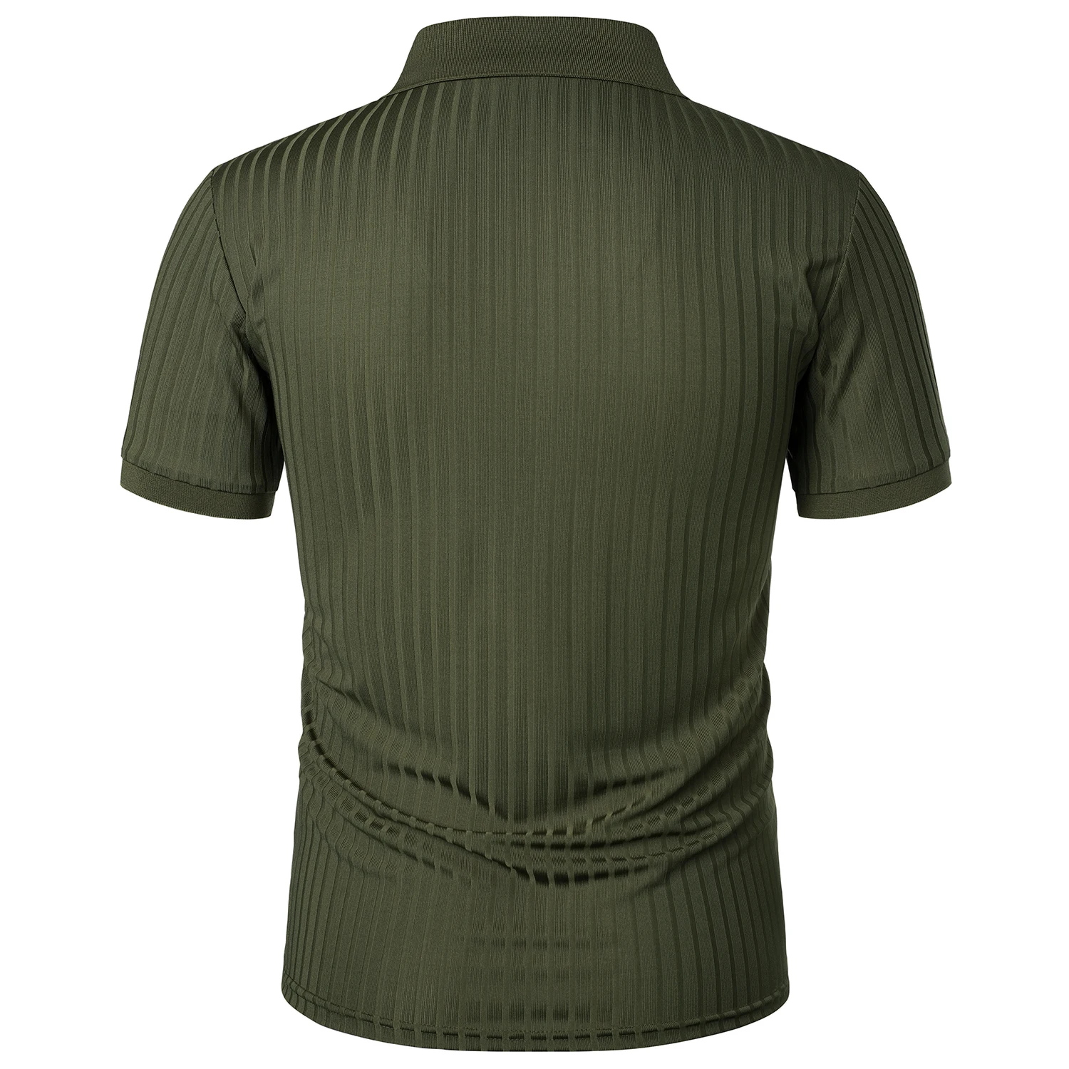 Men's running sports fitness wear summer high stretch vertical short-sleeved POLO shirt slim knit base shirt