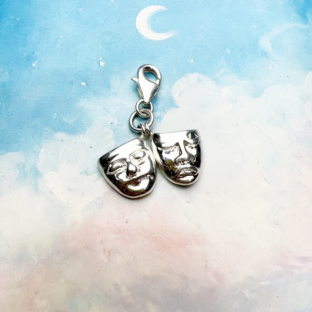 Theatre Masks Charms Pendant Spring Brand New European Style 925 Sterling Silver Vintage Fashion Jewelry Club for Women & Men
