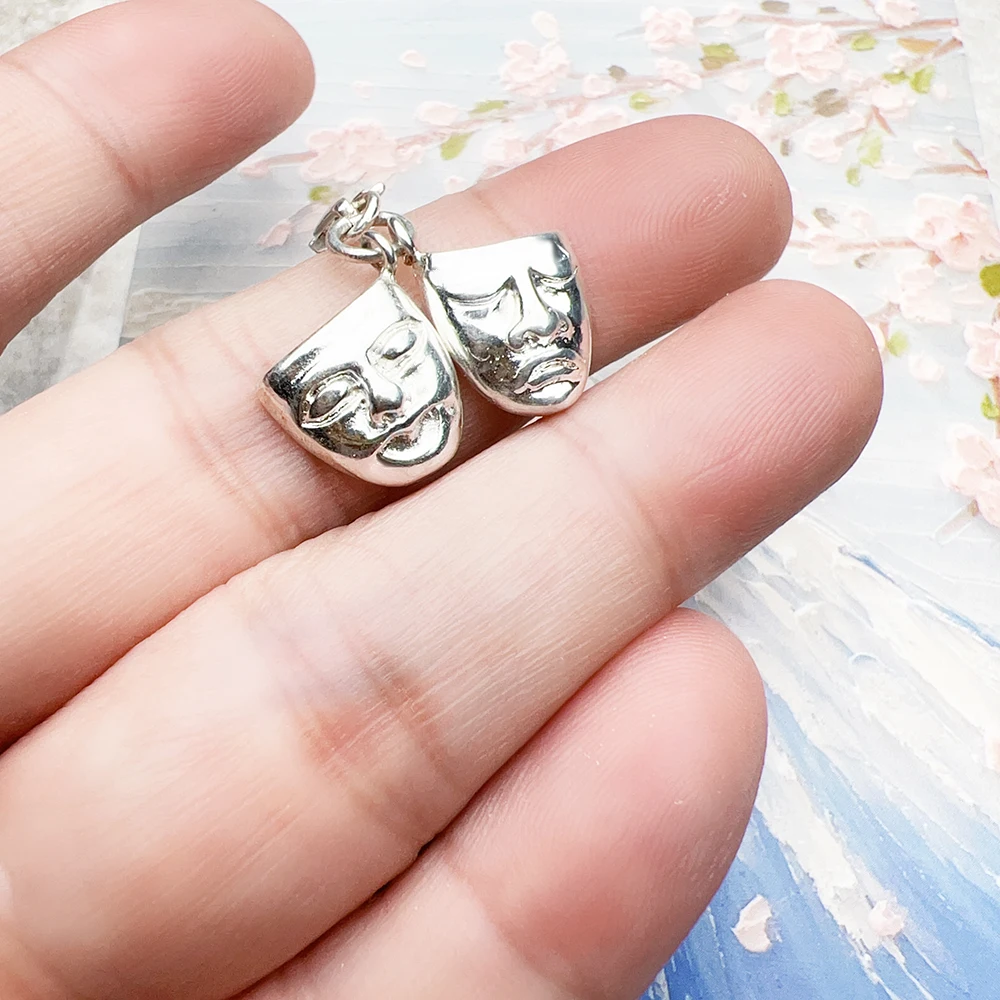 Theatre Masks Charms Pendant Spring Brand New European Style 925 Sterling Silver Vintage Fashion Jewelry Club for Women & Men