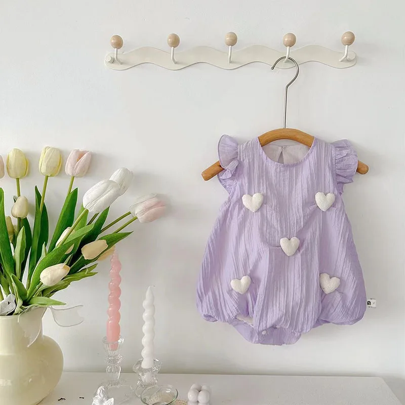 2026 Summer Baby Newborn Clothes 0-2 Y Infant Girls Lovely Cartoon Duck & Bunny Bodysuit Toddler Flying Sleeve One Piece