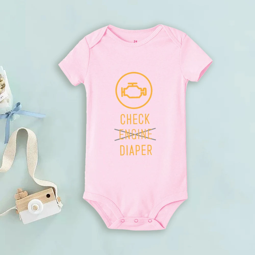 Funny Poopy Diaper Baby Romper Check Engine Baby Bodysuit Cute Mechanic Infant Bodysuits Boys Girls Clothes Newbron Gift
