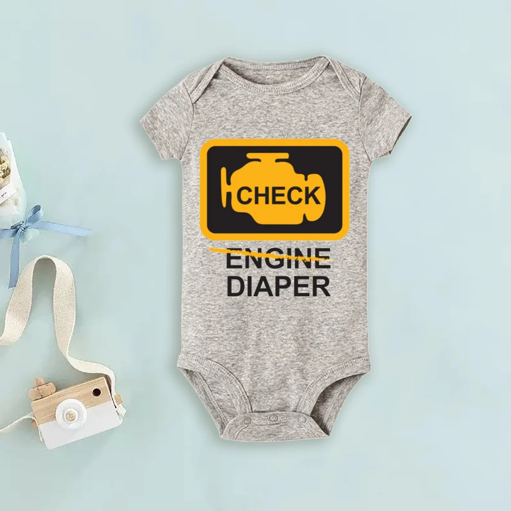 Funny Poopy Diaper Baby Romper Check Engine Baby Bodysuit Cute Mechanic Infant Bodysuits Boys Girls Clothes Newbron Gift