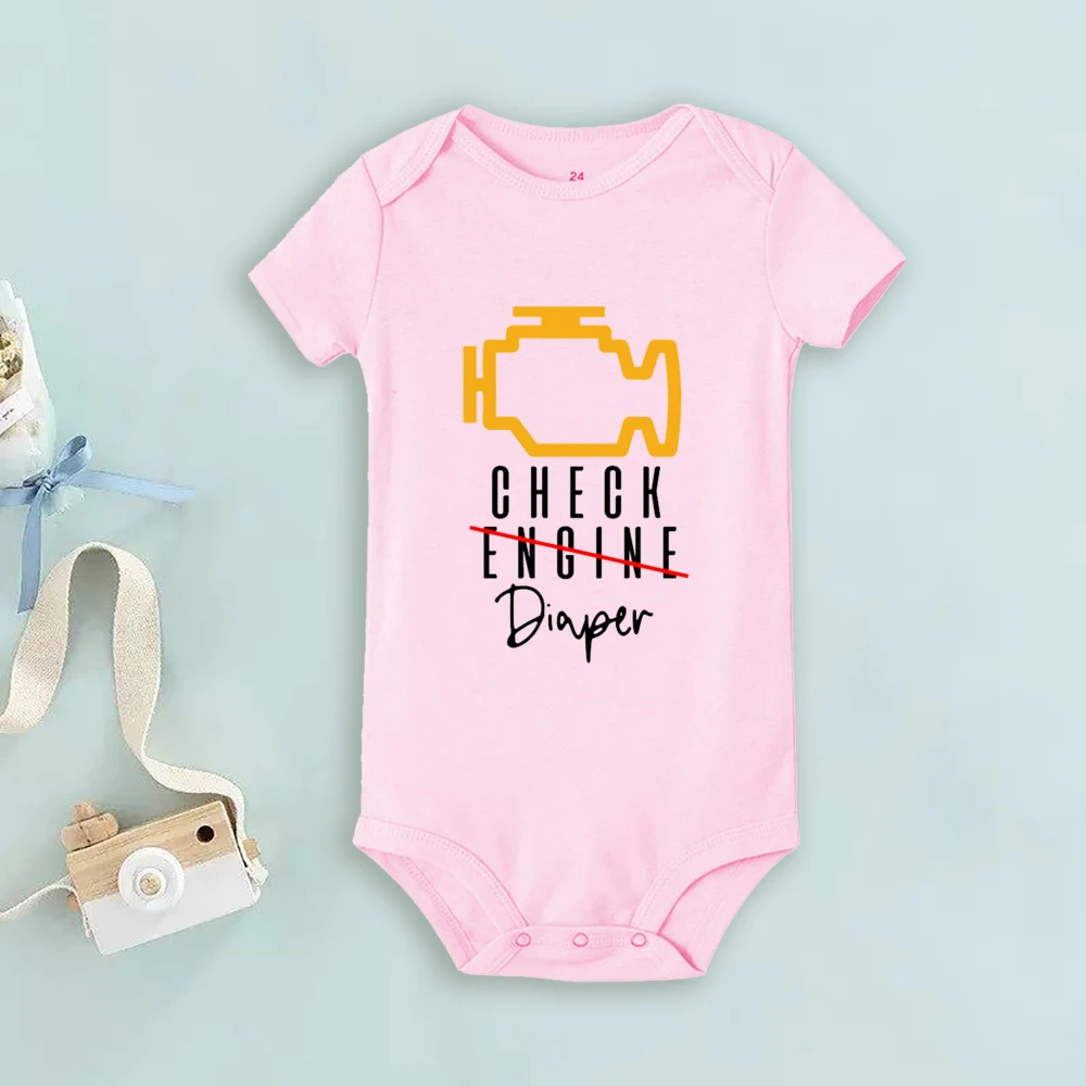 Funny Poopy Diaper Baby Romper Check Engine Baby Bodysuit Cute Mechanic Infant Bodysuits Boys Girls Clothes Newbron Gift