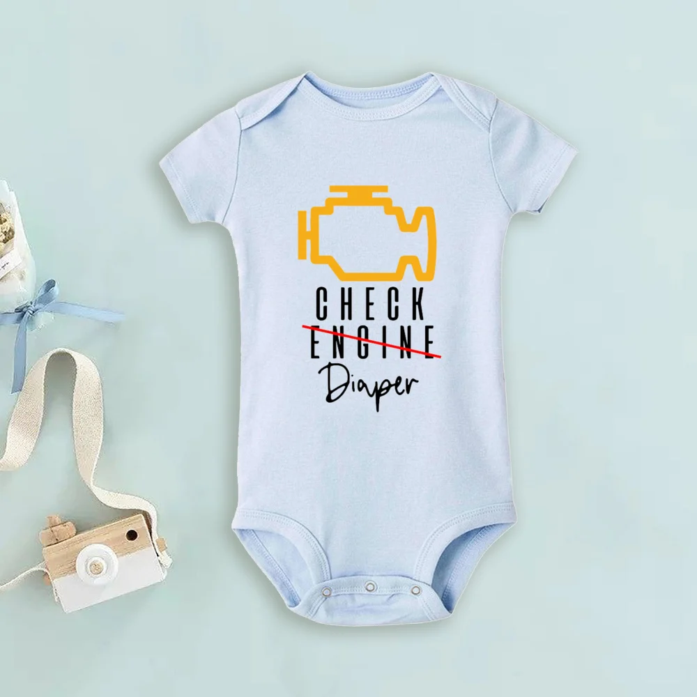 Funny Poopy Diaper Baby Romper Check Engine Baby Bodysuit Cute Mechanic Infant Bodysuits Boys Girls Clothes Newbron Gift