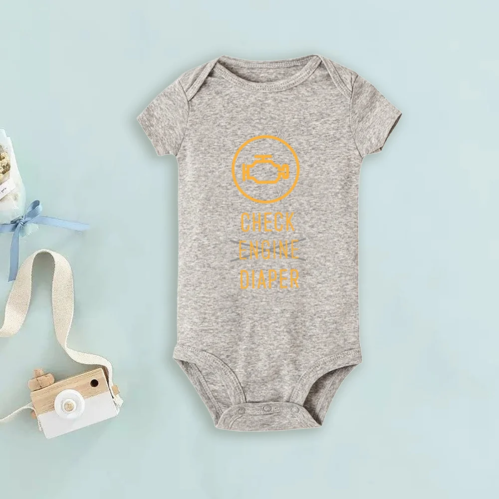 Funny Poopy Diaper Baby Romper Check Engine Baby Bodysuit Cute Mechanic Infant Bodysuits Boys Girls Clothes Newbron Gift