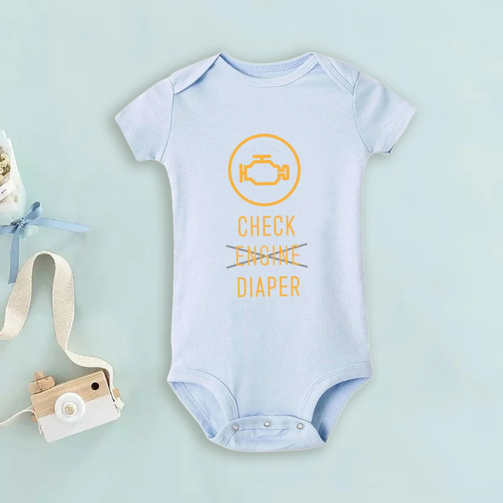 Funny Poopy Diaper Baby Romper Check Engine Baby Bodysuit Cute Mechanic Infant Bodysuits Boys Girls Clothes Newbron Gift