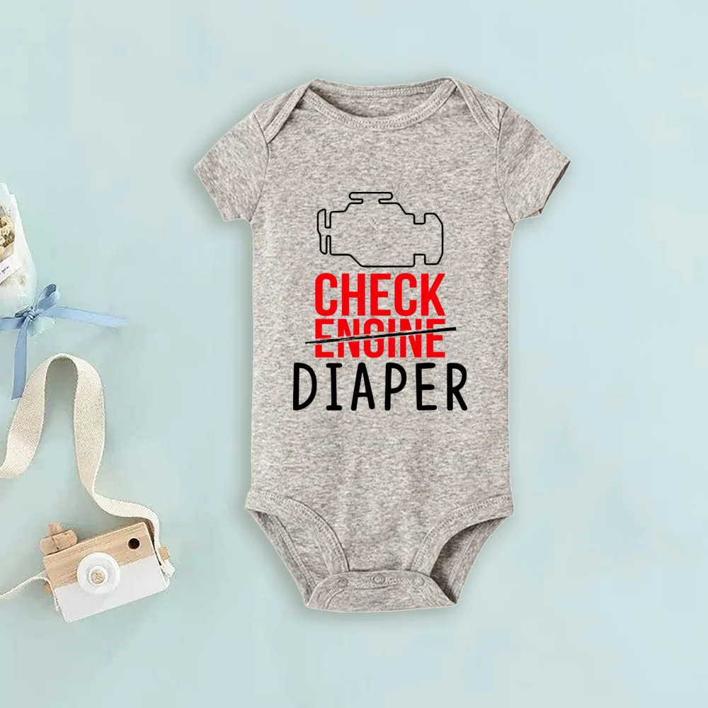 Funny Poopy Diaper Baby Romper Check Engine Baby Bodysuit Cute Mechanic Infant Bodysuits Boys Girls Clothes Newbron Gift