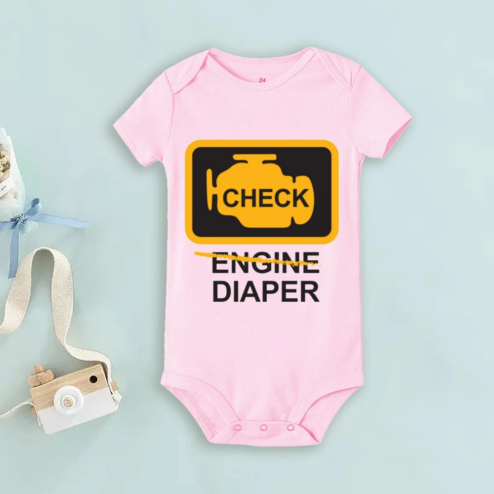 Funny Poopy Diaper Baby Romper Check Engine Baby Bodysuit Cute Mechanic Infant Bodysuits Boys Girls Clothes Newbron Gift