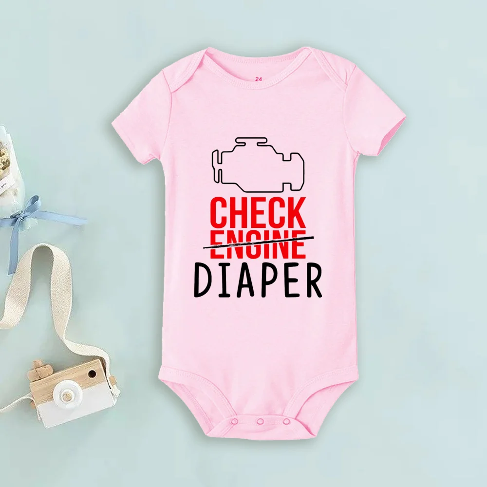 Funny Poopy Diaper Baby Romper Check Engine Baby Bodysuit Cute Mechanic Infant Bodysuits Boys Girls Clothes Newbron Gift