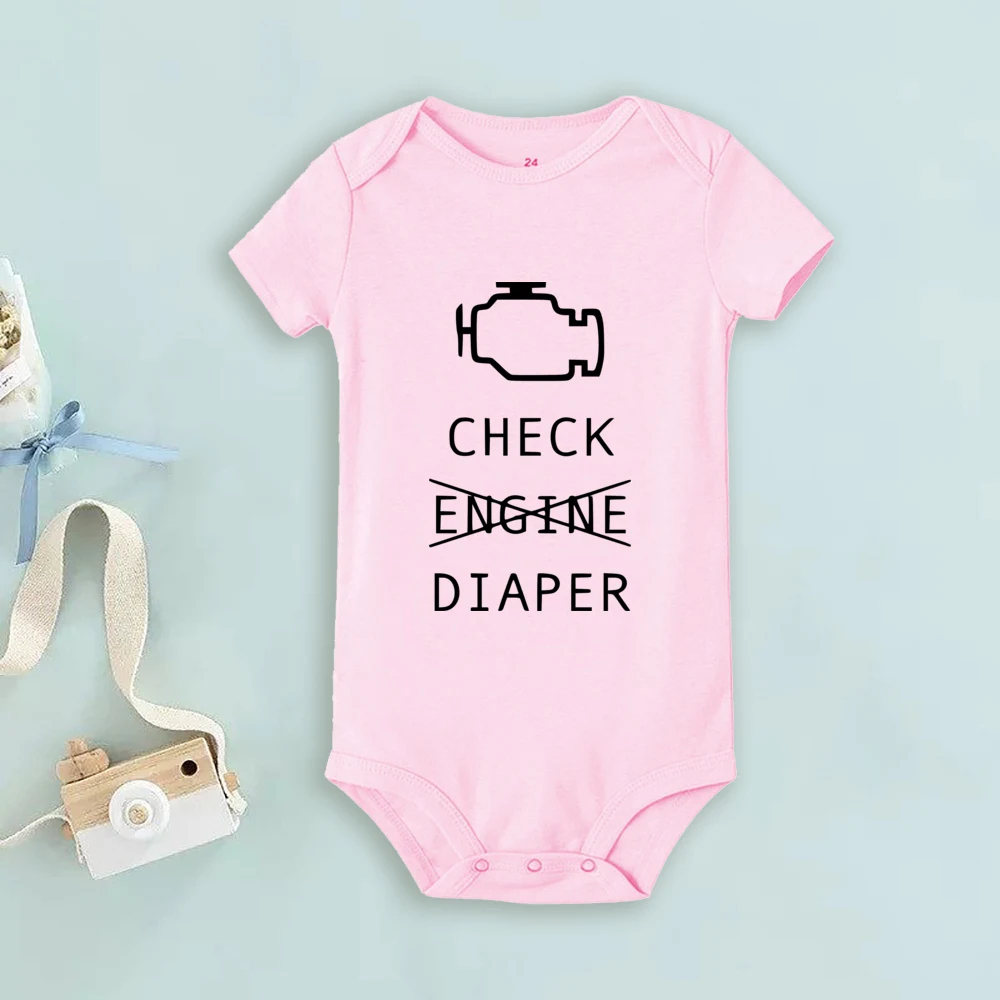 Funny Poopy Diaper Baby Romper Check Engine Baby Bodysuit Cute Mechanic Infant Bodysuits Boys Girls Clothes Newbron Gift