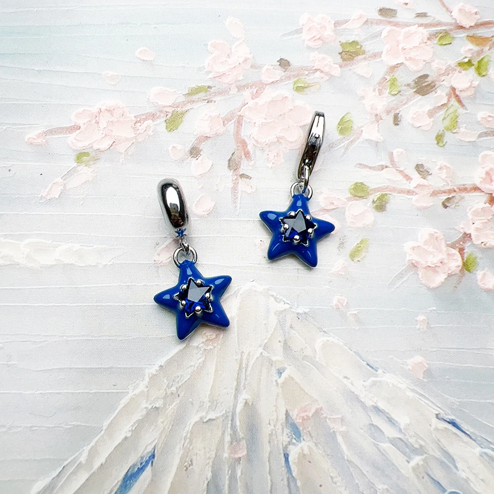 Pendant Dangle Charm Dark Blue Star Hot Sell Europe Fashion European 925 Sterling Silver Vintage Gift For Women
