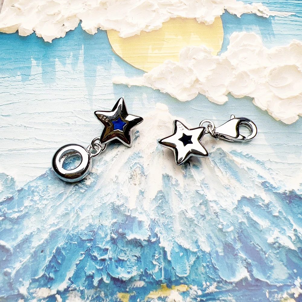 Pendant Dangle Charm Dark Blue Star Hot Sell Europe Fashion European 925 Sterling Silver Vintage Gift For Women