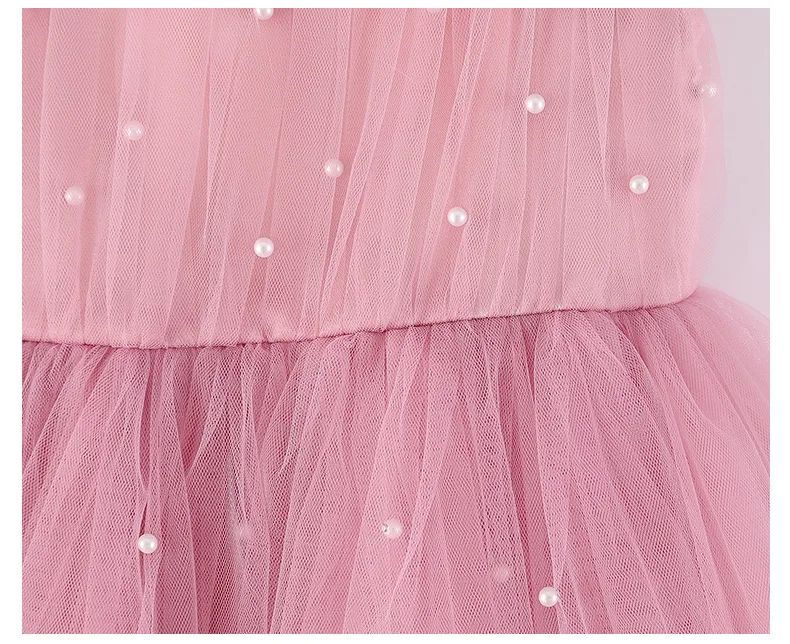 1 to 5 Yrs Kid Summer Baby Girls Ceremonial Dress Children's Pearl Tulle Princess Party Dresses For Wedding Tutu Perform Vestido