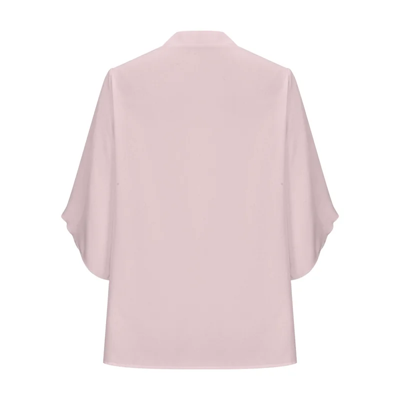 Women Summer Style Chiffon Blouses Shirts Lady Casual Short Flare Sleeve V-Neck Loose Blouse Tops