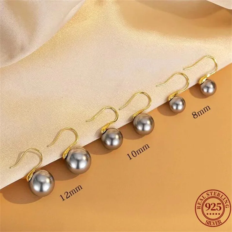 Senlissi-New Fashion Wholesale 8-12mm Gary Pearl and 925 Sterling Silver Stud 18K Earrings for Women Jewelry Gifts