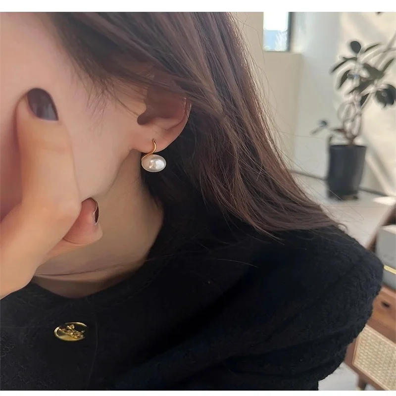 Senlissi-New Fashion Wholesale 8-12mm Gary Pearl and 925 Sterling Silver Stud 18K Earrings for Women Jewelry Gifts