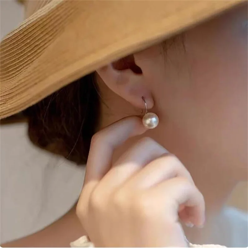 Senlissi-New Fashion Wholesale 8-12mm Gary Pearl and 925 Sterling Silver Stud 18K Earrings for Women Jewelry Gifts