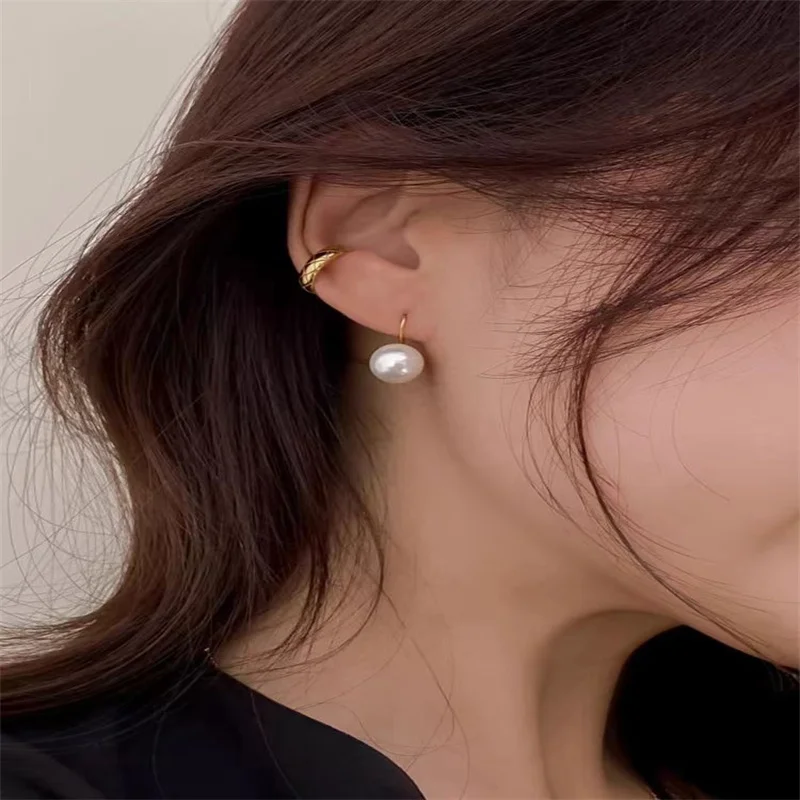 Senlissi-New Fashion Wholesale 8-12mm Gary Pearl and 925 Sterling Silver Stud 18K Earrings for Women Jewelry Gifts