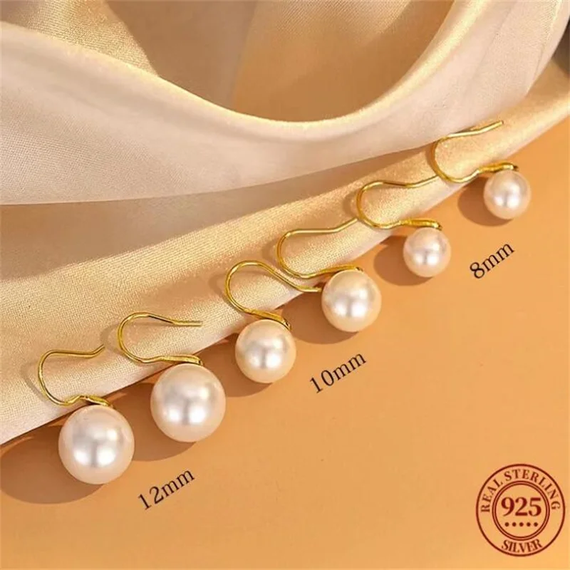 Senlissi-New Fashion Wholesale 8-12mm Gary Pearl and 925 Sterling Silver Stud 18K Earrings for Women Jewelry Gifts
