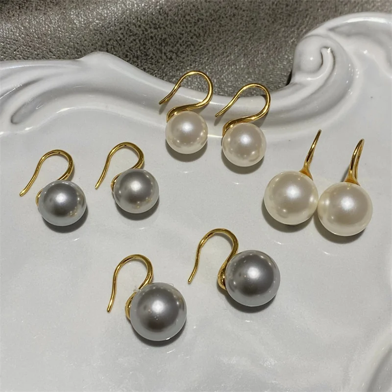 Senlissi-New Fashion Wholesale 8-12mm Gary Pearl and 925 Sterling Silver Stud 18K Earrings for Women Jewelry Gifts