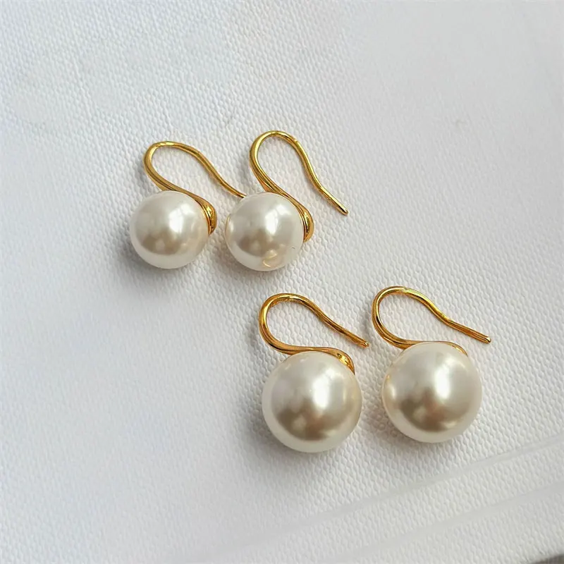 Senlissi-New Fashion Wholesale 8-12mm Gary Pearl and 925 Sterling Silver Stud 18K Earrings for Women Jewelry Gifts