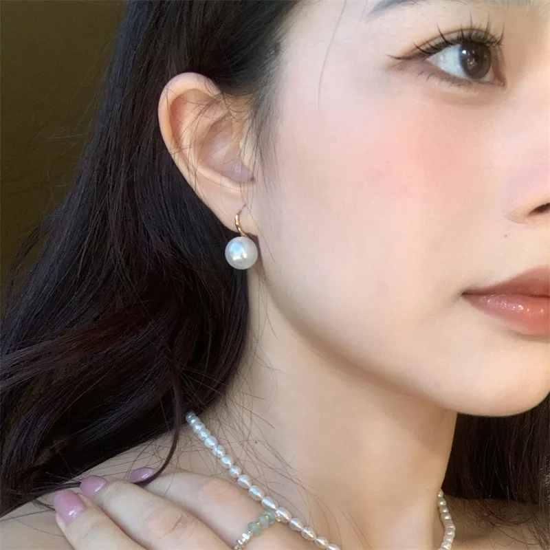 Senlissi-New Fashion Wholesale 8-12mm Gary Pearl and 925 Sterling Silver Stud 18K Earrings for Women Jewelry Gifts