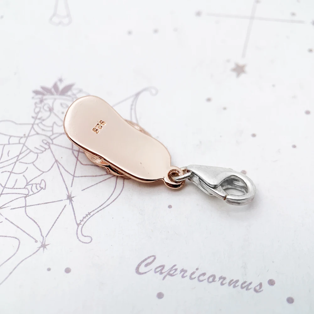 Rose Gold Flip Flop Slipper 925 Sterling Silver Charms For Women Men New DIY Accessories Ethnic Fashion Jewelry