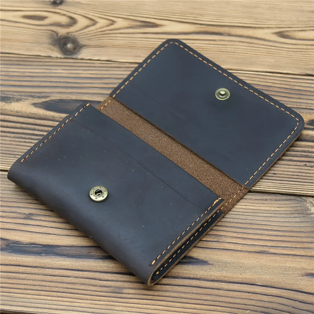 1pc Men's Genuine Leather Business Card Holder, Credit Card Case Small Card ID Holder