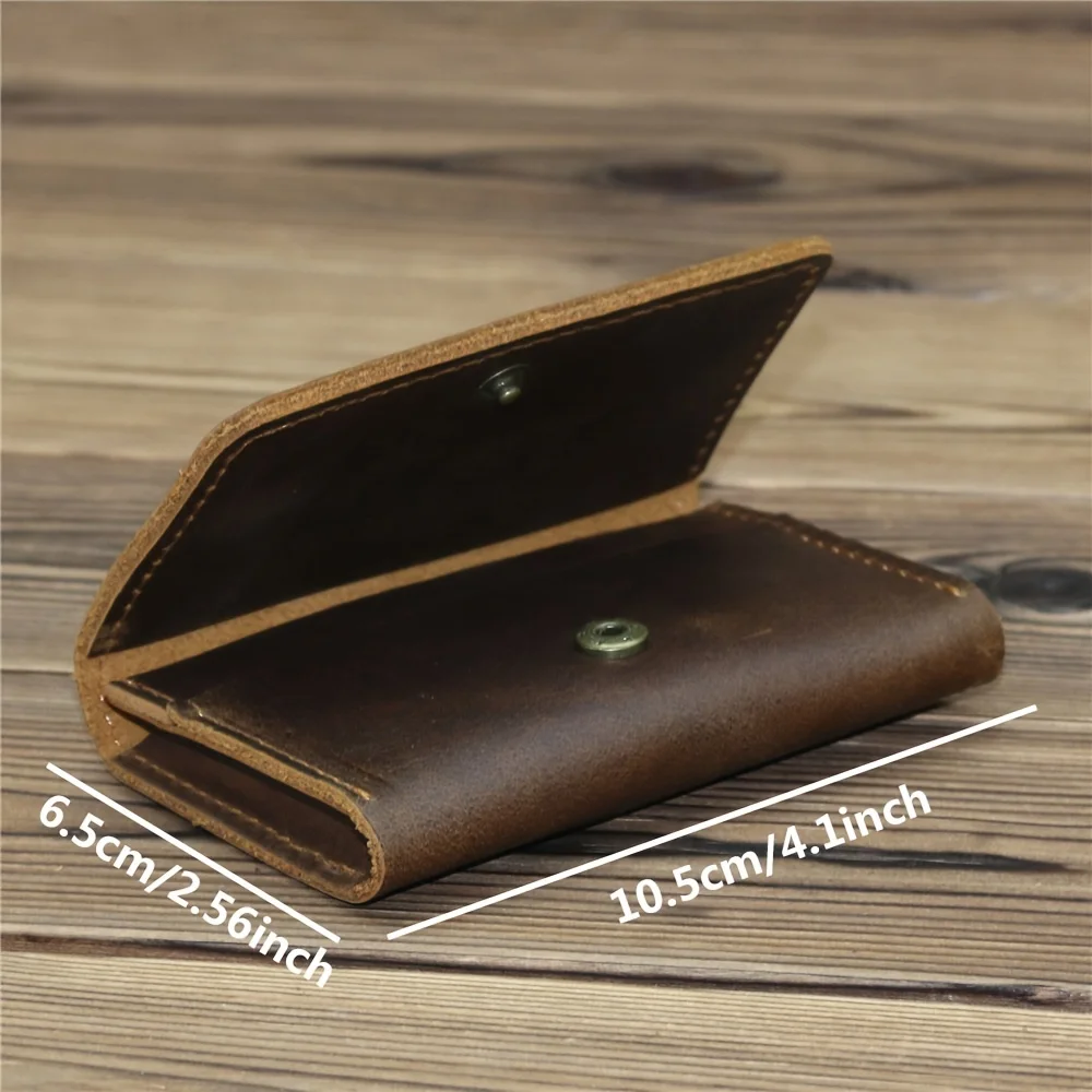 1pc Men's Genuine Leather Business Card Holder, Credit Card Case Small Card ID Holder