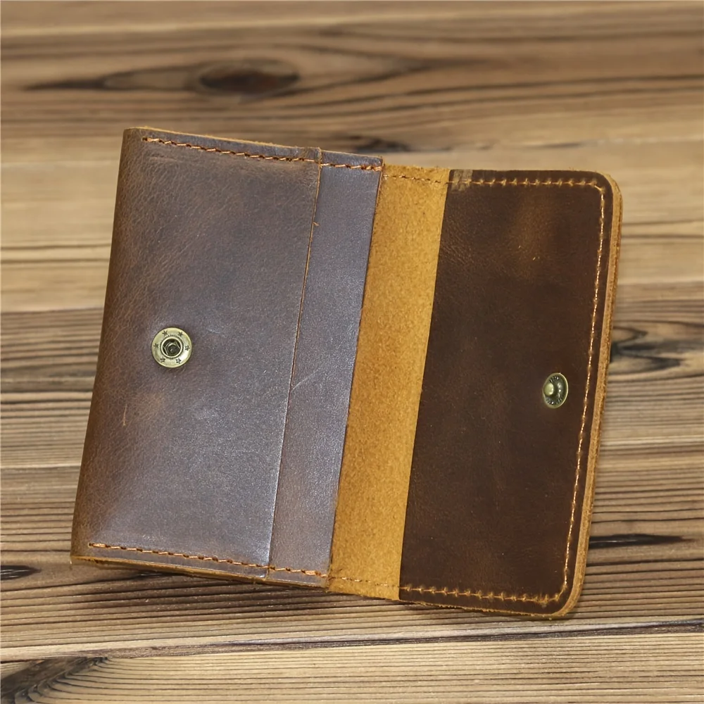 1pc Men's Genuine Leather Business Card Holder, Credit Card Case Small Card ID Holder