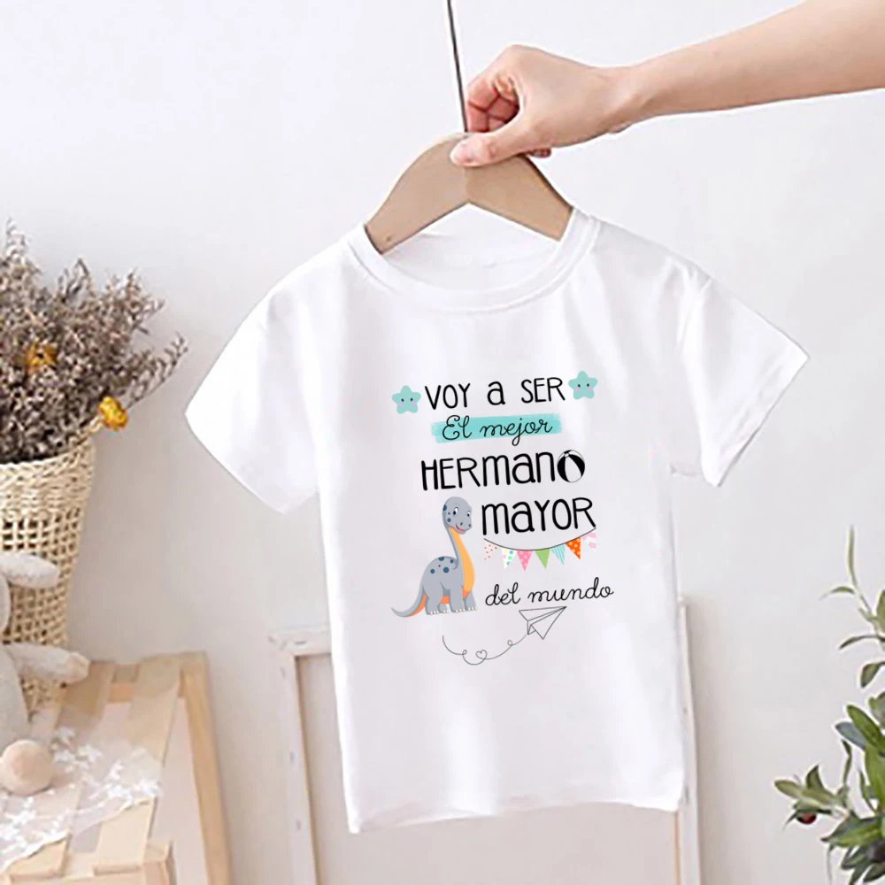 I'm Being Promoted To Big Sister/Brother 2024 T-shirt Baby Announcement T Shirt Kids Spanish Print Children Tops Summer Clothes