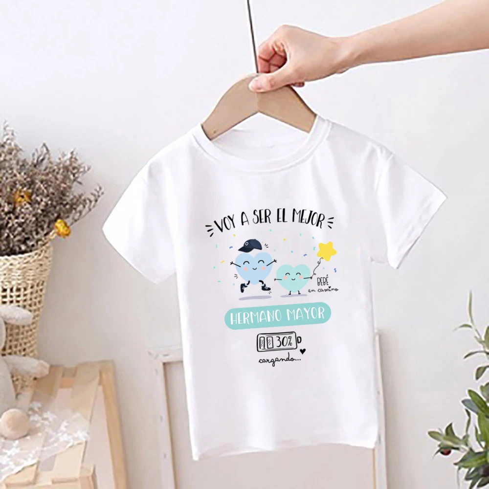 I'm Being Promoted To Big Sister/Brother 2024 T-shirt Baby Announcement T Shirt Kids Spanish Print Children Tops Summer Clothes