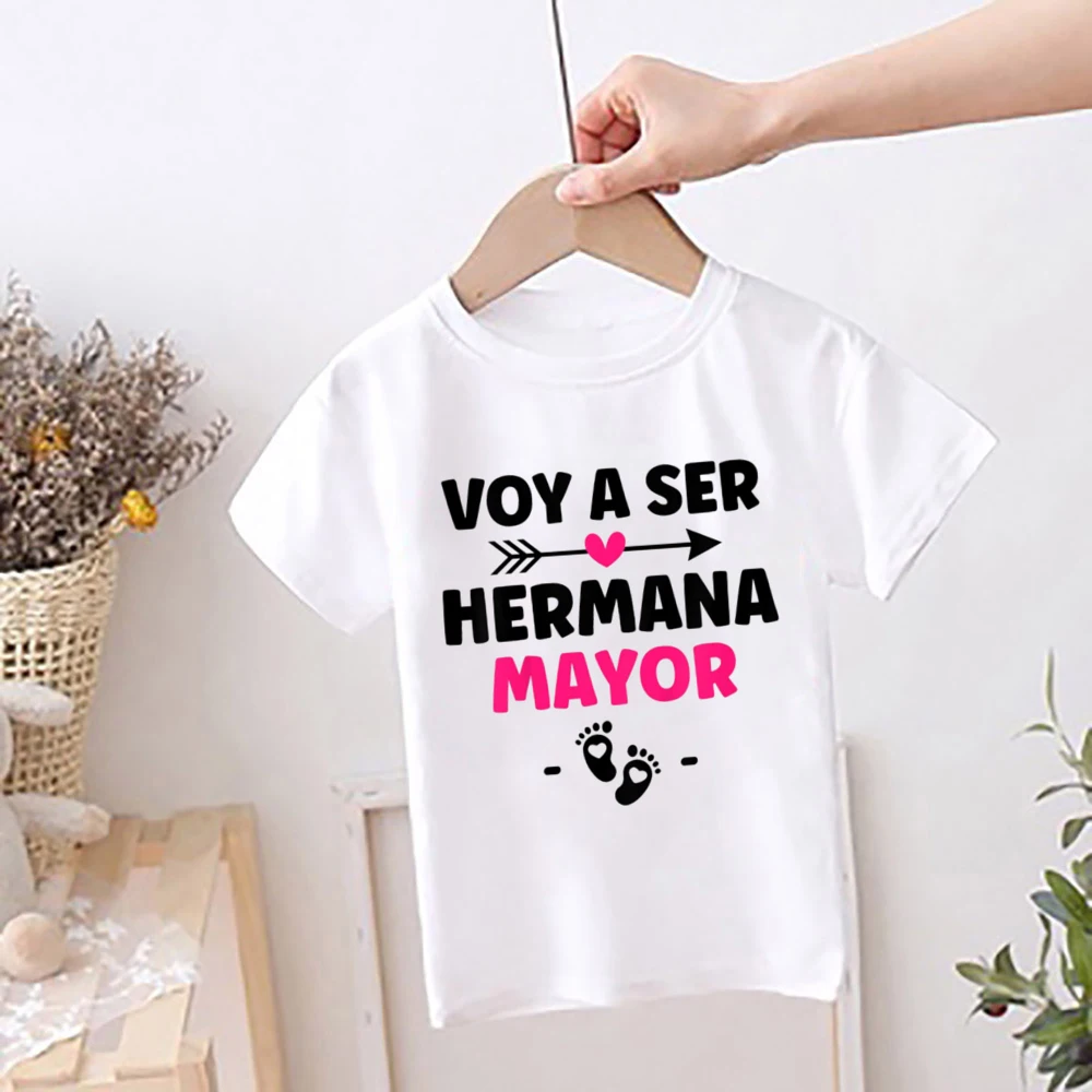 I'm Being Promoted To Big Sister/Brother 2024 T-shirt Baby Announcement T Shirt Kids Spanish Print Children Tops Summer Clothes